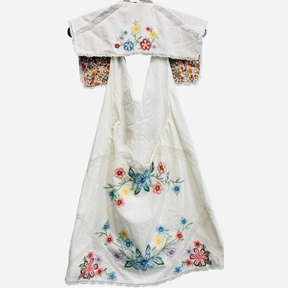 NWT FREE PEOPLE Willow Embroidered Open Back White Cottagecore Mini Dress Small - Picture 7 of 9